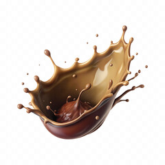 abstract 3d chocolate and milk splash isolated on white background