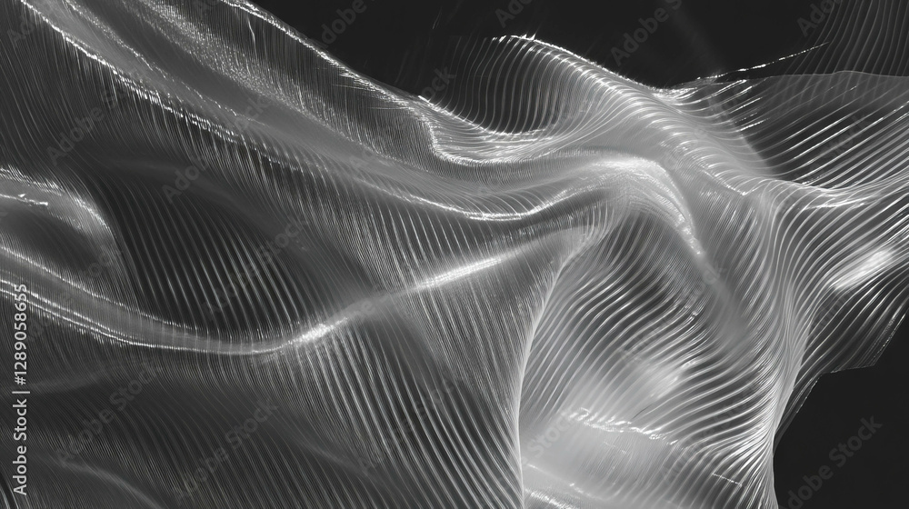 Poster abstract overlay texture of horizontal ribbed transparent material for creative design