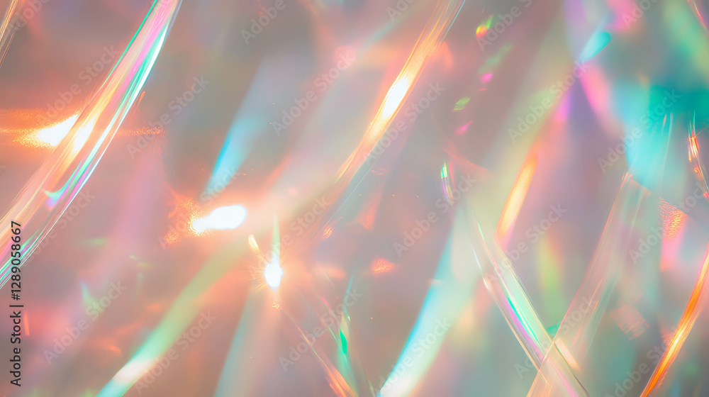Poster Colorful iridescent overlay texture with intersecting ribbed patterns for creative design
