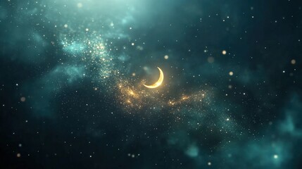 Fototapeta premium Magical Night Sky with Crescent Moon and Sparkling Stars