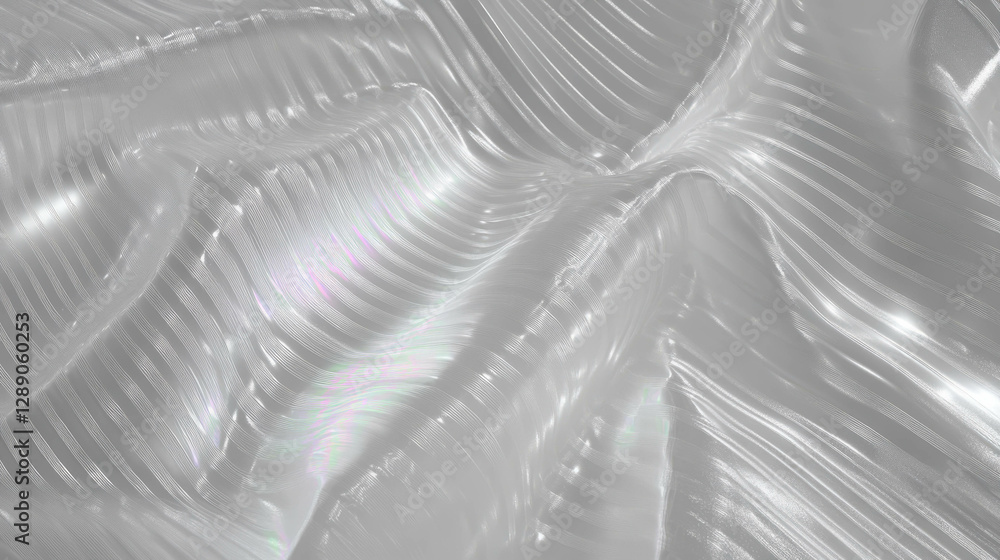 Poster Abstract metallic texture with iridescent horizontal ribbing for modern design projects