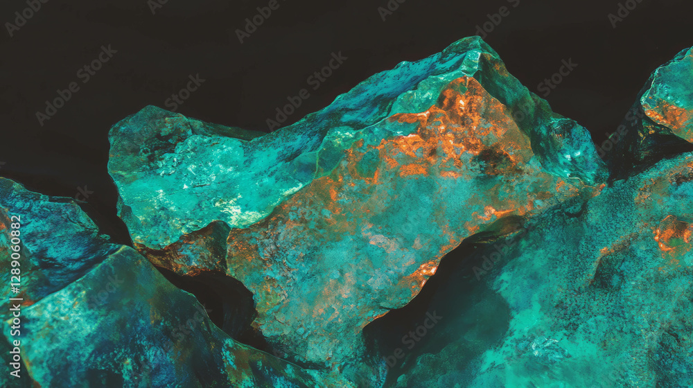 Poster verdigris copper texture with thick green overlay for abstract design