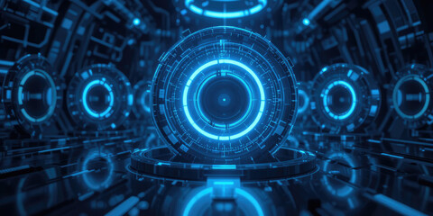 Obraz premium Futuristic Digital Technology Background, AI, Data Transfer, and Neural Networks Etc Concept.