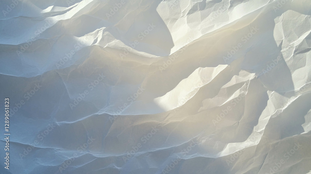 Poster abstract overlay texture of white crinkled paper with light effects for artistic design