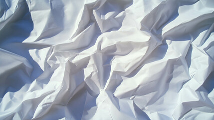 Crinkled white paper texture for design use in backgrounds and overlays