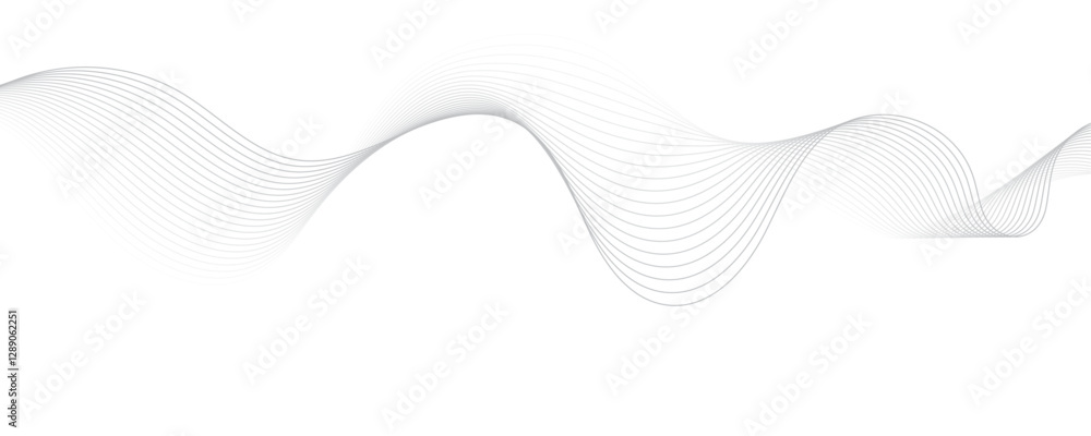 Poster gray wave curve lines abstract background with flowing particles. digital energy waves technology co