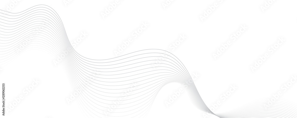 Poster gray wave curve lines abstract background with flowing particles. digital energy waves technology co