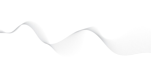 Gray wave curve lines abstract background with flowing particles. Digital energy waves technology concept. Modern backdrop design for business, presentation, banner.