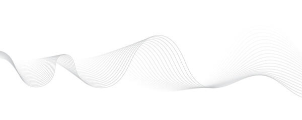 Gray wave curve lines abstract background with flowing particles. Digital energy waves technology concept. Modern backdrop design for business, presentation, banner.