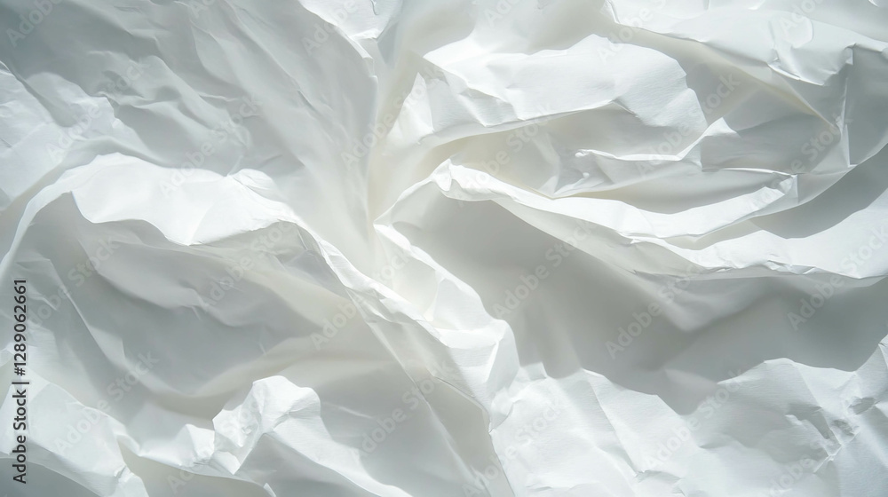 Poster White crumpled paper texture for creative design and background projects