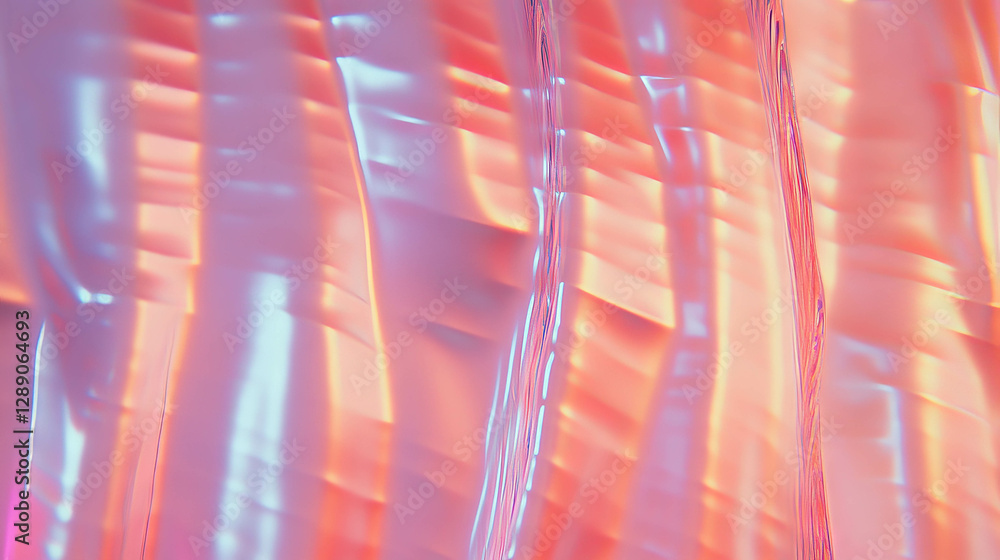 Poster abstract overlay texture of ribbed transparent plastic with vibrant light reflection