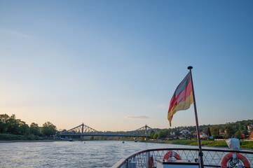 Dresden, Germany - May 02, 2024 - A walking tour of Dresden and a tour of the city, and a view of Dresden from the Elbe River