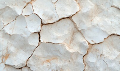 Close-up view of cracked, off-white clay surface with a textured pattern.  The cracks are irregular and create a network of polygons. Subtle hints of
