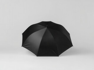 Umbrella mockup Black umbrella on a plain background, showcasing a sleek and minimalist design, suitable for shelter against rain or sun.