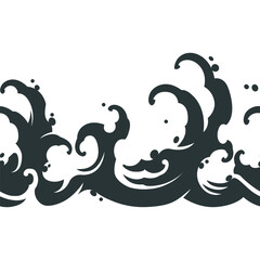 Seamless pattern wave silhouette japan style