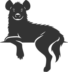 A hyena sitting with a lazy posture, one paw extended vector animal silhouette