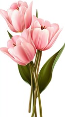 Fototapeta premium Pink tulips arranged in a delicate bouquet, showcasing their soft petals and vibrant colors, perfect for spring decorations or celebrations