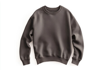 Fototapeta premium Dark gray sweatshirt laid flat on a white background