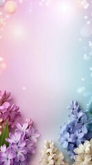 Fototapeta premium Colorful hyacinths bloom with eucalyptus leaves, celebrating spring's vibrant hues in a soft, natural light setting