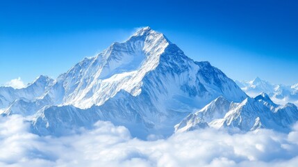 Fototapeta premium Majestic Snow-Capped Mountain Peak Under Clear Blue Sky