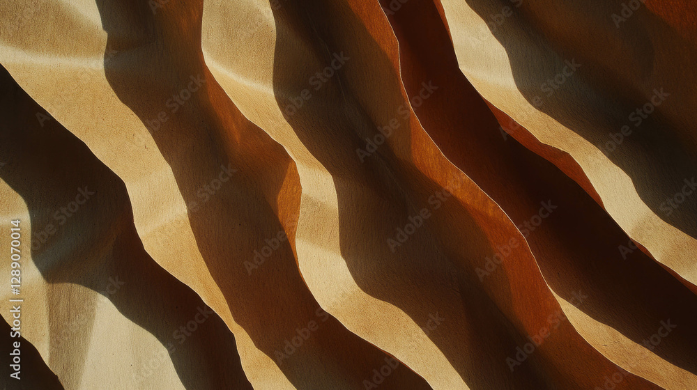 Poster abstract ripples in ribbed craft paper texture for design and decoration