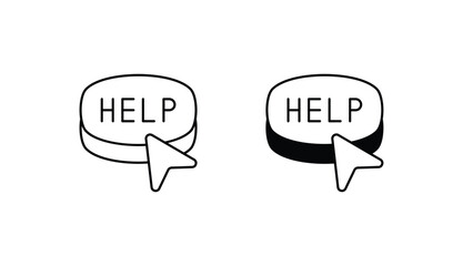 Help Button icon design with white background stock illustration