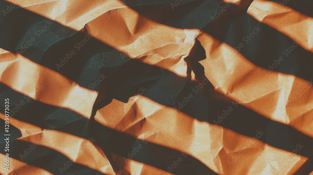 Poster abstract pattern with textured craft paper in orange and black stripes for artistic design