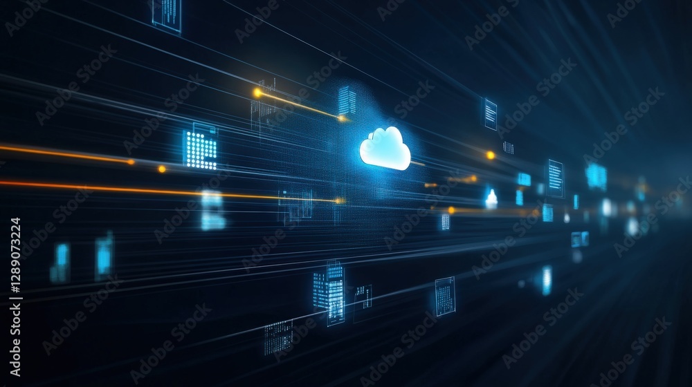 Aufkleber cloud computing innovation digital space technology visuals virtual environment futuristic perspecti