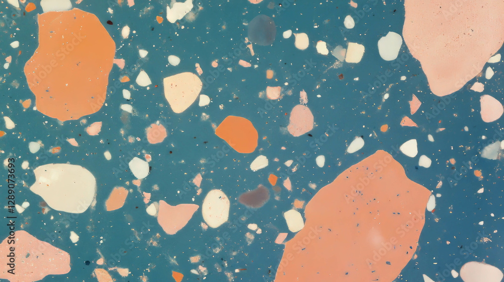 Poster abstract terrazzo pattern with varied colors and textures for design inspiration