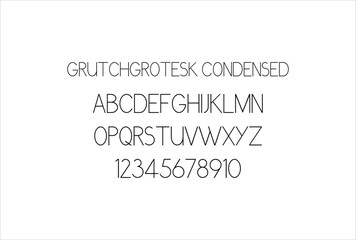 Grutch Grotesk Condensed font for logo and headline. Isolated vector typeset