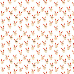 
A background of cute cartoon bunny faces with different expressions, done in soft pastel colors and having a playful, cheerful design.