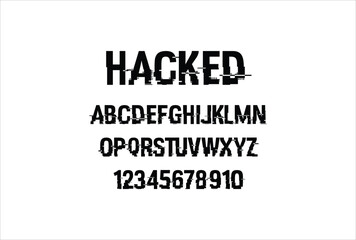 HACKED font for logo and headline. Isolated vector typeset