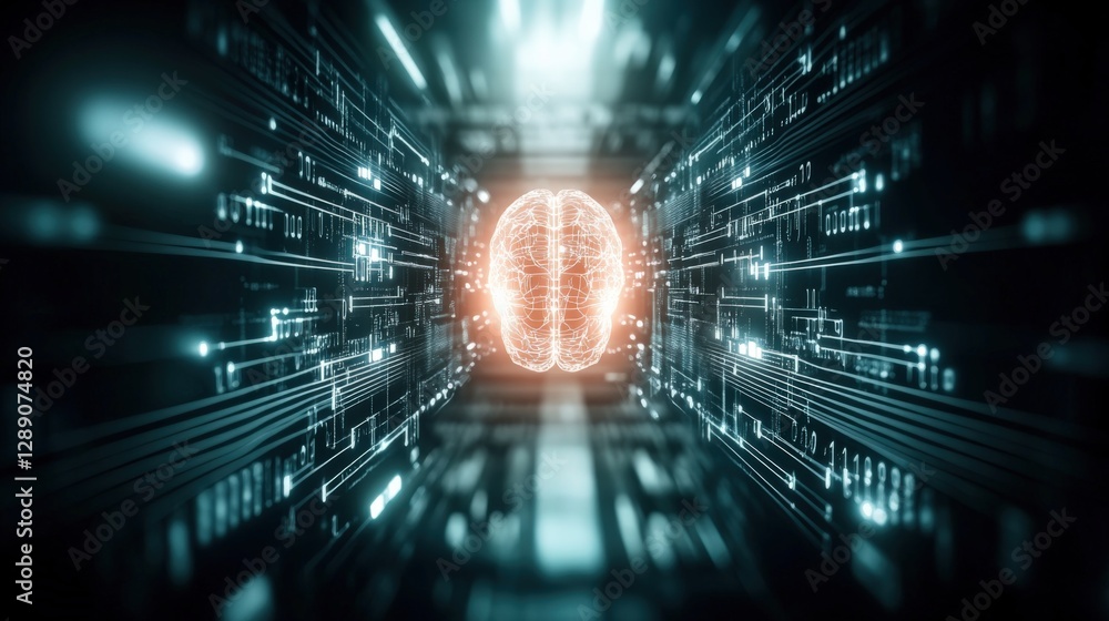 Aufkleber exploring the future of technology ai brain visualization digital environment conceptual art sci-fi 