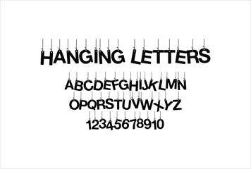 Hanging Letters font for logo and headline. Isolated vector typeset