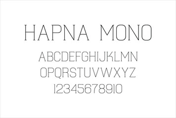 Hapna Mono font for logo and headline. Isolated vector typeset