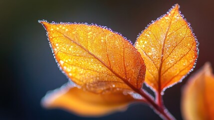 Obraz premium A single leaf with tiny water droplets on its surface, great for nature or science illustrations