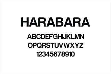 Harabara font for logo and headline. Isolated vector typeset