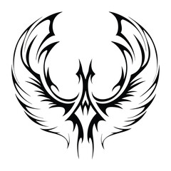 Tribal Phoenix Tattoo Design Symbol of Strength and Rebirth. Bold Black Tribal Phoenix Tattoo for Arm, Chest, or Back. Minimalist Phoenix Tattoo in Tribal Style.