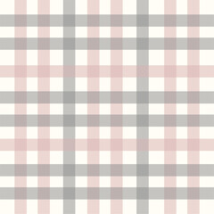 tartan pattern in soft beige, white, and light pink. Perfect for fabric, fashion, wallpaper, and digital backgrounds. Classic checkered design for timeless style and versatile design projects.