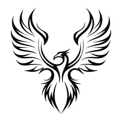 Obraz premium Tribal Phoenix Tattoo Design Symbol of Strength and Rebirth. Bold Black Tribal Phoenix Tattoo for Arm, Chest, or Back. Minimalist Phoenix Tattoo in Tribal Style.
