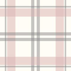 tartan pattern in soft beige, white, and light pink. Perfect for fabric, fashion, wallpaper, and digital backgrounds. Classic checkered design for timeless style and versatile design projects.