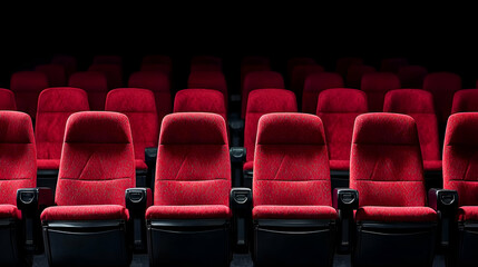 Obraz premium Empty Red Velvet Seats in a Dark Movie Theater