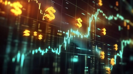 Fototapeta premium Financial market trends and analysis global stock exchange graphical data visualization dynamic environment close-up view economic insights for investors