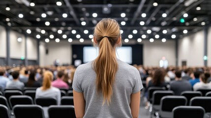 The audience was fully engaged in a captivating presentation taking place at a large conference held in a modern venue during daylight hours