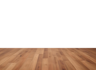 PNG of wooden table, wooden floor. good for key up. transparent table. isolated table. Minimalist style. front shot. 