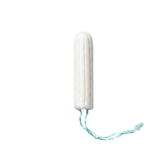 White Tampon with String for Feminine Hygiene and Period Protection on Transparent Background