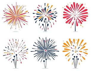 Set of Fireworks Illustrations