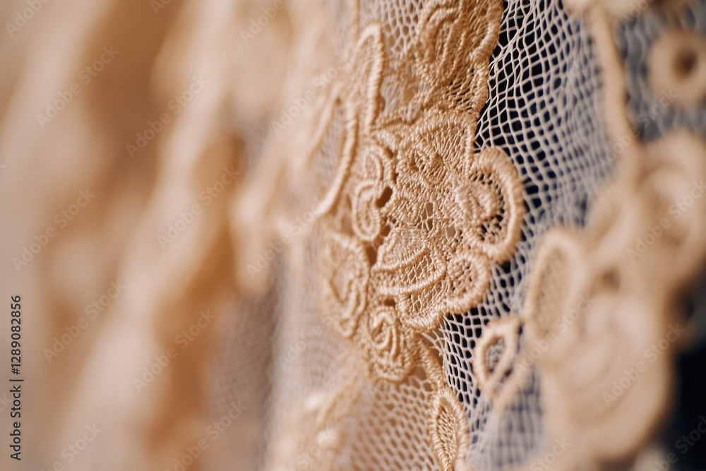 Poster close-up of delicate lace fabric with intricate patterns and texture