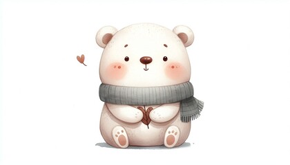 Minimalist watercolor illustration of Cute cartoon bear