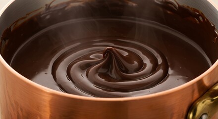 Melting Chocolate in Copper Pot for Dessert or Baking Project